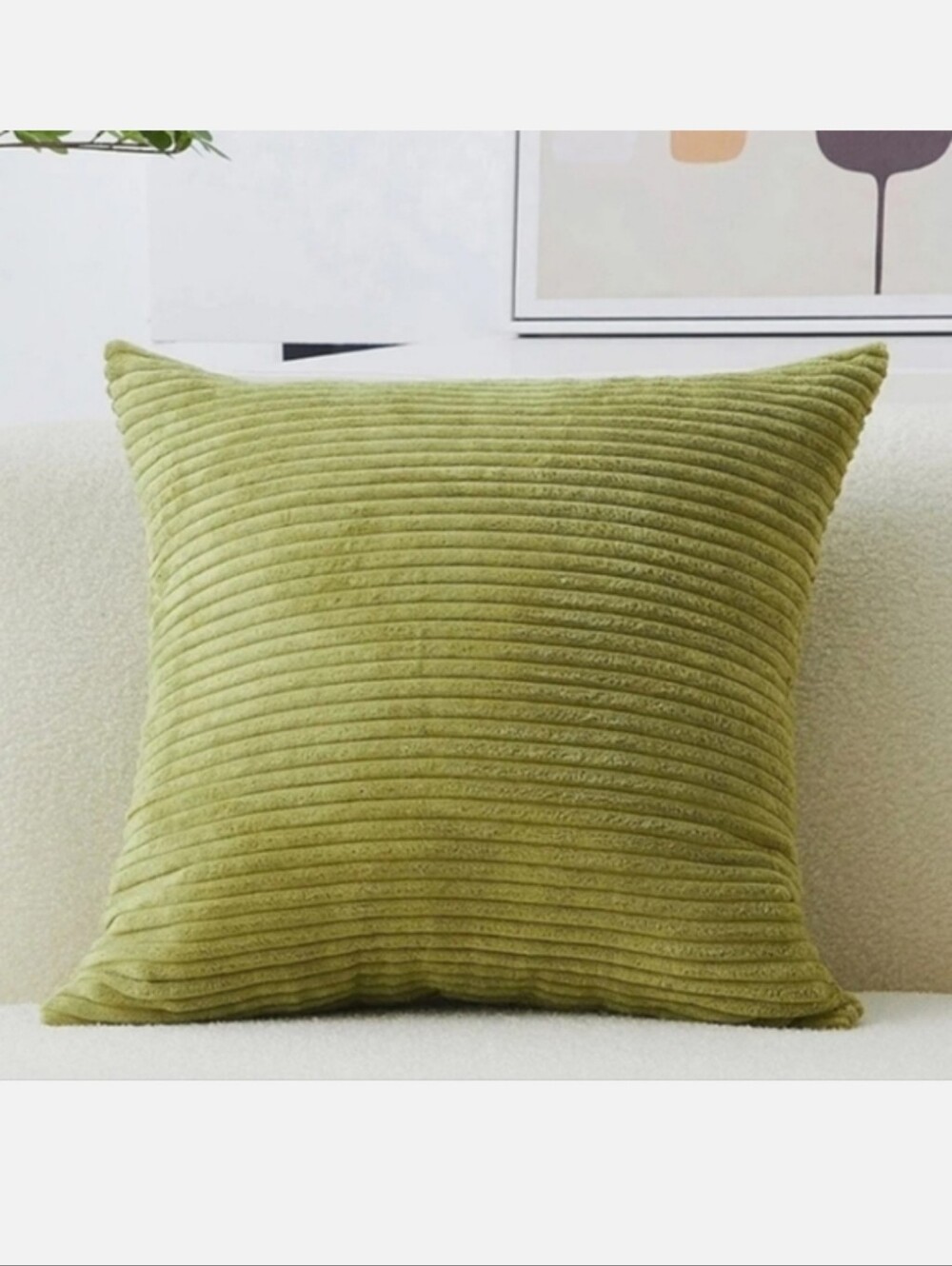 Plush Corduroy Velvet Euro Throw Pillow Sham Cover 24"x 24" Square, Green